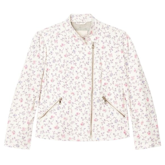 Rebecca Taylor Vine Leather Jacket Vanilla Lamb Leather Motorcycle Jacket Size 2 - Picture 5 of 9